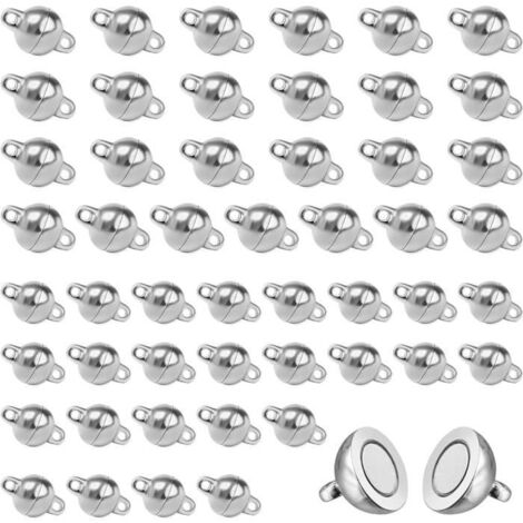 Fermoir Magnétique - Non spécifié - Ronde - 6mm et 8mm - 50 pièces - Argent
