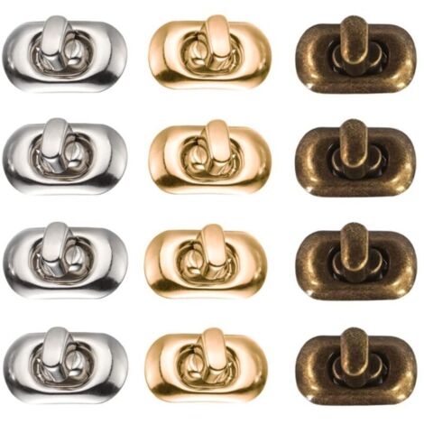 Fermoir Sac 12 Pièces Fermoirs pour Porte Monnaie Fermetures à Tourner Fermoir Cartable Verrouillage Par Rotation Sac Fermoir Pression Sac Twist Lock Fermoir pour Sac