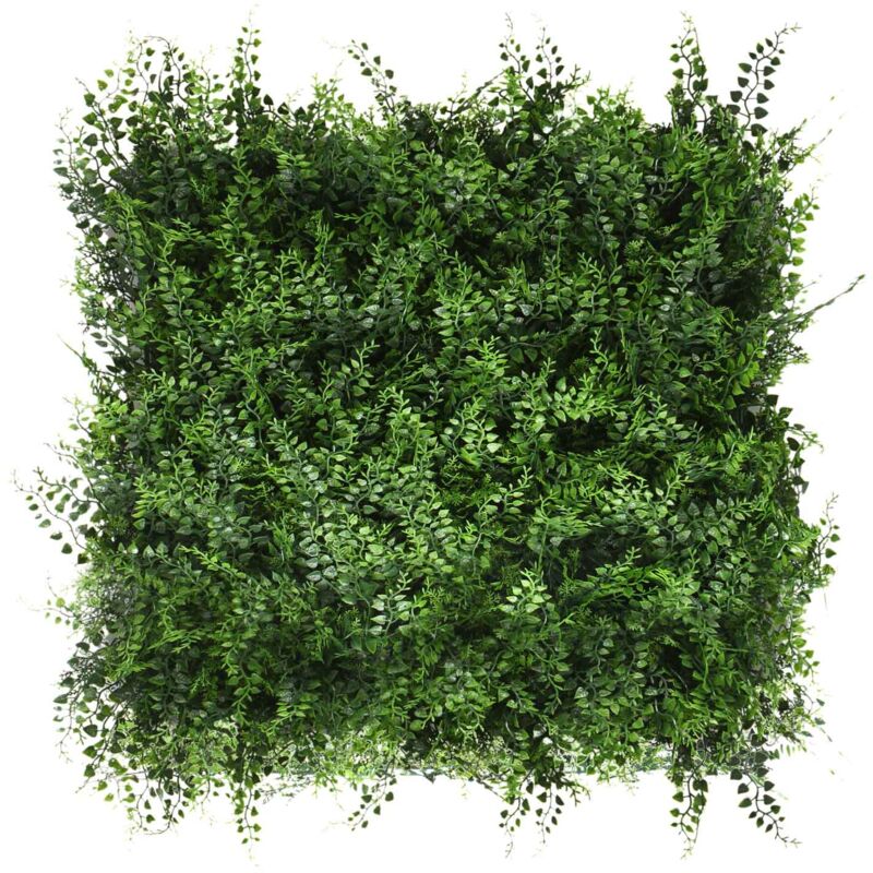 Fern - Décoration de mur vert artificiel, jeu de 4 panneaux de haie artificielle 50x50 cm