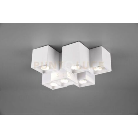 FERNANDO PLAFONIERA METALLO BIANCO OPACO 6 CUBETTI L. 37CM
