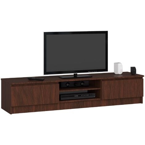 Fernsehkommode K-160 | ein offenes Regalfach | 2 Ablagen mit Klapptüren links und rechts | H33 x B160 x T40 cm | Gewicht 30 kg | Gewicht 30 kg | Farbe Artisan Eiche / Graphitgrau