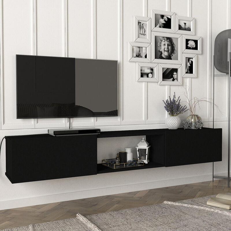[en.casa] - Fernsehschrank Paltamo 180x31x29, 5cm Schwarz