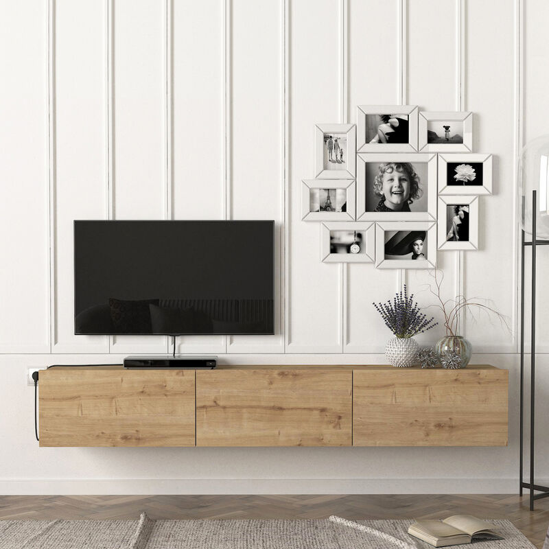 [en.casa] - Fernsehschrank Vihti 180x31x29, 5cm Eiche