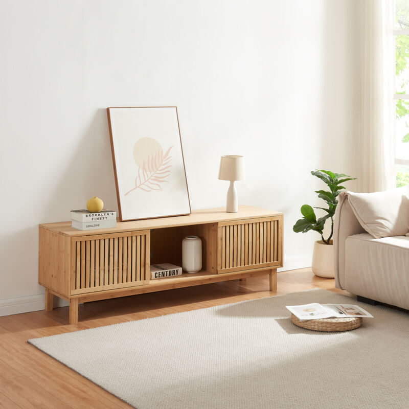 [en.casa] - Fernsehschrank Ypäjä 150x42x50 Cm Bambus Natur