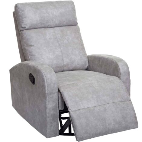 Fernsehsessel HHG-325 Premium, Relaxsessel Schaukelstuhl Wippfunktion, drehbar Stoff/Textil hellgrau