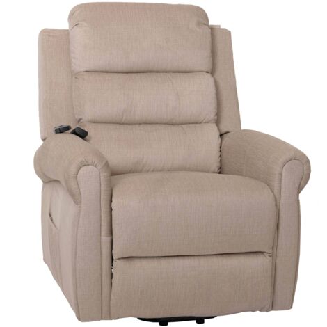 Fernsehsessel HHG-717, Relaxsessel, Liegefunktion Aufstehhilfe Massage Heizfunktion, Stoff 220g/m² Chenille creme