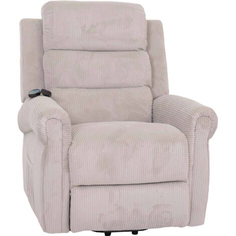 Fernsehsessel HHG-722, Relaxsessel, Liegefunktion Aufstehhilfe Massage Heizfunktion, Stoff (220g/m²) Cord hellgrau