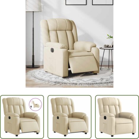 Fernsehsessel -  Relaxsessel Elektrisch Creme Stoff