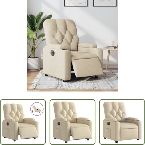 Fernsehsessel -  Relaxsessel Elektrisch Creme Stoff