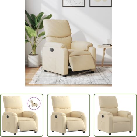 Fernsehsessel -  Relaxsessel Elektrisch Creme Stoff