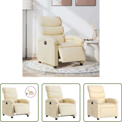 Fernsehsessel -  Relaxsessel Elektrisch Creme Stoff