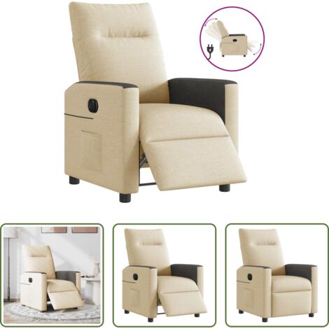 Fernsehsessel -  Relaxsessel Elektrisch Creme Stoff