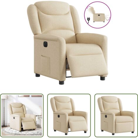 Fernsehsessel -  Relaxsessel Elektrisch Creme Stoff