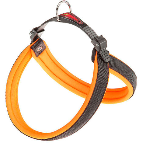 Ferplast AGILA FLUO 1-2 Pettorina ergonomica per cani con morbida imbottitura. Chiusura con cordino.. Variante 1 - Misure: A=B 26-38 cm 15 mm - Arancione