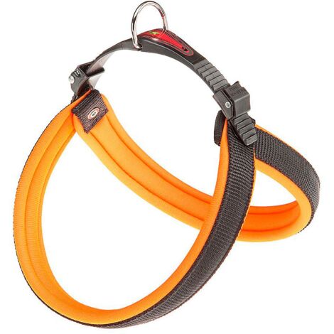Ferplast AGILA FLUO 1-2 Pettorina ergonomica per cani con morbida imbottitura. Chiusura con cordino.. Variante 1 - Misure: A=B 32-38 cm 15 mm - Arancione