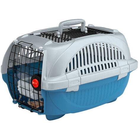 Ferplast ATLAS DELUXE OPEN Panier de transport pour chats et chiens de petite taille avec toit ouvrable - 2 mesures. Variante 10 - Misure: 34 x 50.7 x h 30 cm - Bleu horizon