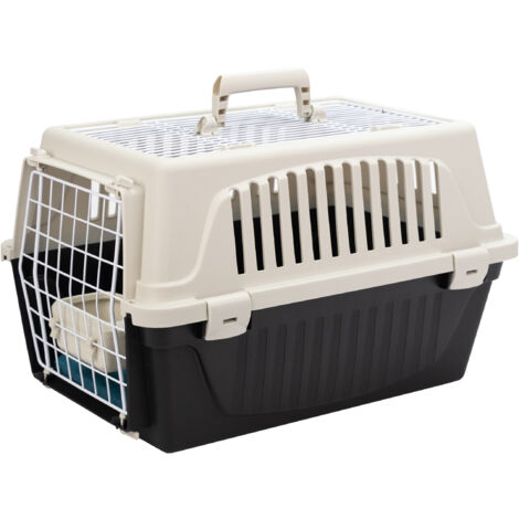 Ferplast ATLAS OPEN Transport pour petits chiens et chats Ferplast ATLAS 10 OPEN avec toit ouvrant, coussin et gamelle inclus. Variante 10 - Misure: 32.5 x 48 x h 29 cm - Noir