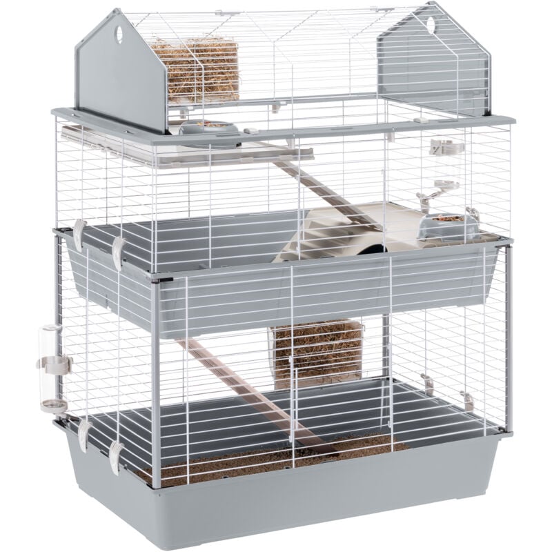 Ferplast - barn 100 double Cage à trois étages pour lapins, accessoires inclus.. Variante barn 100 double - Misure: 95 x 57 x h 121 cm -