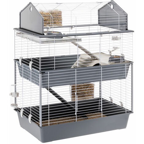 Ferplast BARN 100 DOUBLE Cage à trois étages pour lapins, accessoires inclus.. Variante BARN 100 DOUBLE - Mesures: 95 x 57 x h 121 cm -