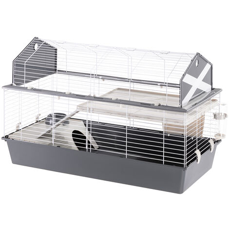 Ferplast BARN 120 Cage pour lapins avec accessoires et adhésifs. Agencement style grange américaine.