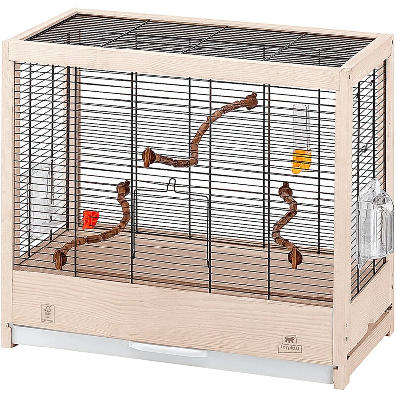 Ferplast GIULIETTA 4 Cage en bois FSC pour canaris et oiseaux exotiques. Variante GIULIETTA 4 - Misure: 57 x 30 x h 50 cm -