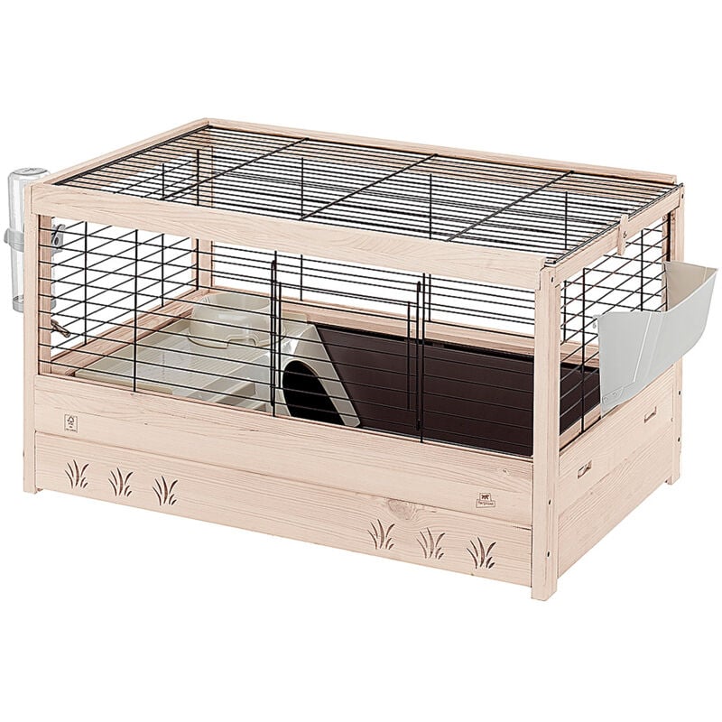 Ferplast ARENA 80 Cage en bois de pin nordique FSC pour cochons d'Inde. Variante ARENA 80 - Mesures: 82 x 52 x h 45,5 cm -