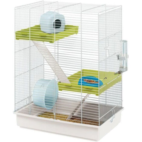 FERPLAST Cage Hamster Tris - 46x29x58 cm - Blanc - Pour hamster