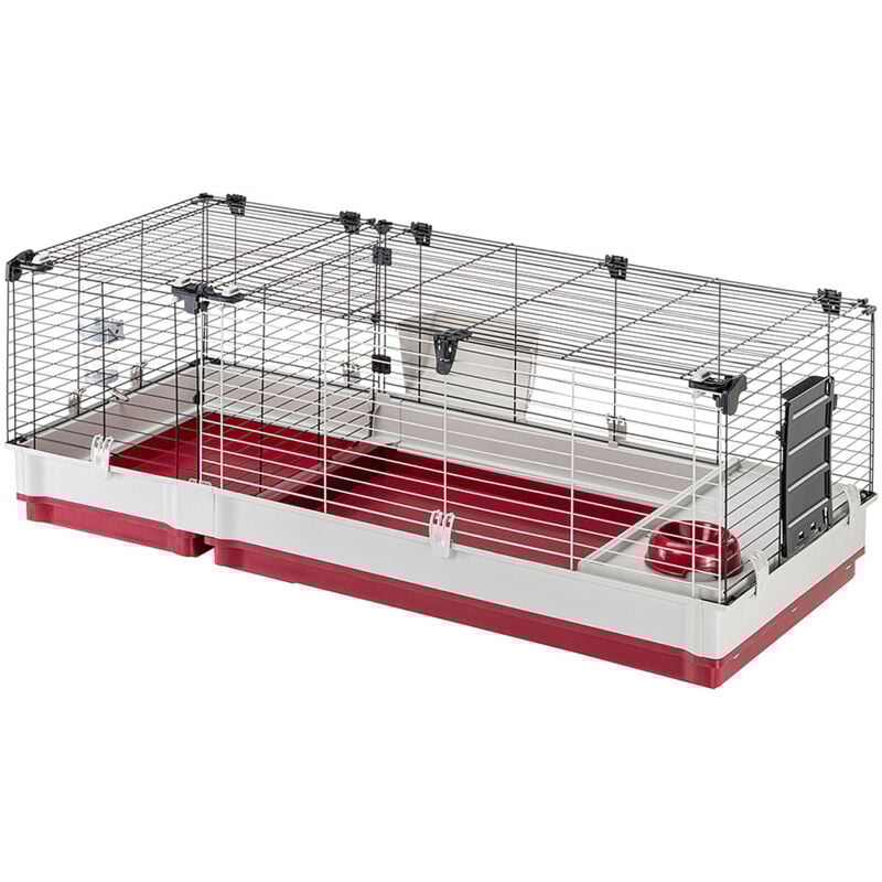 Ferplast - krolik 140 Cage pour lapins ou cochons d'inde avec extension séparable. Variante krolik 140 - Misure: 142 x 60 x h 50 cm - Bordeaux