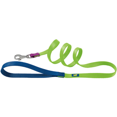 Ferplast CLUB G COLOURS Guinzaglio per cani in nylon, 4 misure e 2 combinazioni colore. Variante G10/120 - Misure: 10 mm x L 120 cm - Verde acido