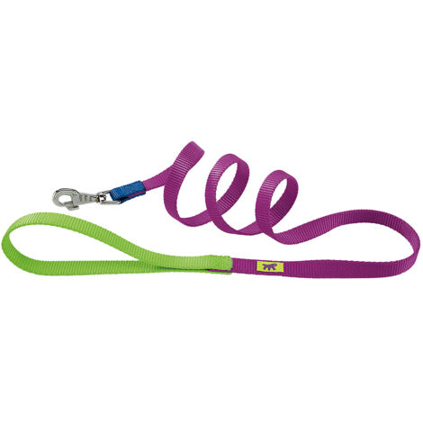 Ferplast CLUB G COLOURS Guinzaglio per cani in nylon, 4 misure e 2 combinazioni colore. Variante G10/120 - Misure: 10 mm x L 120 cm - Viola