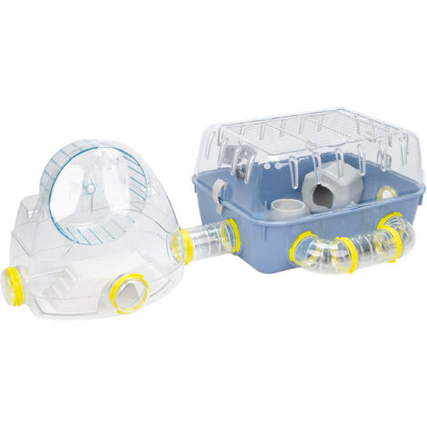 Ferplast COMBI 2 Cage compacte pour hamsters avec aire de jeux Gym. Variante COMBI 2 - Mesures: 79.5 x 29.5 x h 26.3 cm - Bleu - Bleu