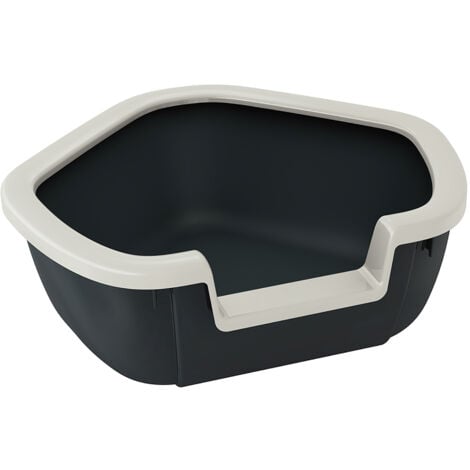Ferplast DAMA Maisonnette hygiénique ouverte, d'angle pour chats. Variante DAMA - Mesures: 57,5 x 51,5 x h 22 cm - Noir