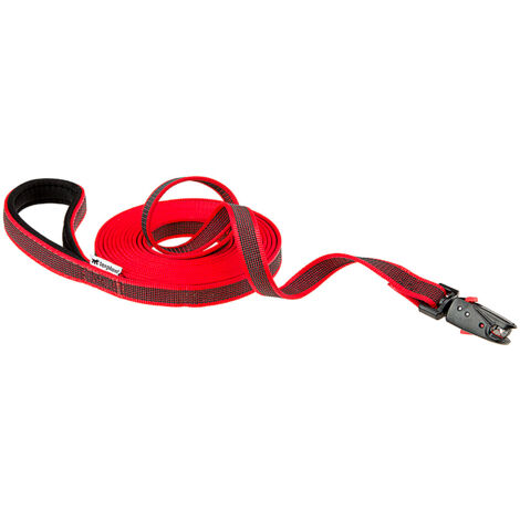 Ferplast DAYTONA GUMMY MATIC G Guinzaglio per cani con moschettone automatico. Fettuccia in nylon e gomma. Varie misure e colori.. Variante G20/500 - Misure: 20 mm x L 500 cm - Rosso