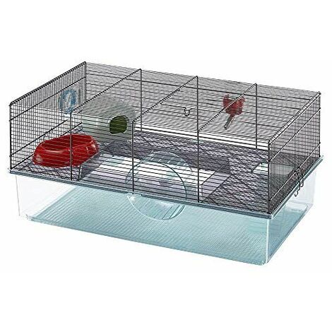 Ferplast Favola Cage Plastique Robuste et Métal, 2 Étages, Accessoires Inclus pour Hamsters, Maisonnette pour