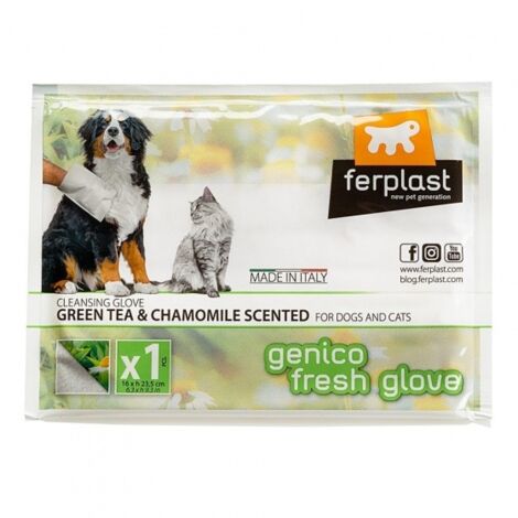 Ferplast GENICO FRESH GLOVE Lingette nettoyante humide pour chiens et chats . Variante GENICO FRESH GLOVE - Misure: 16 x h 23 cm -