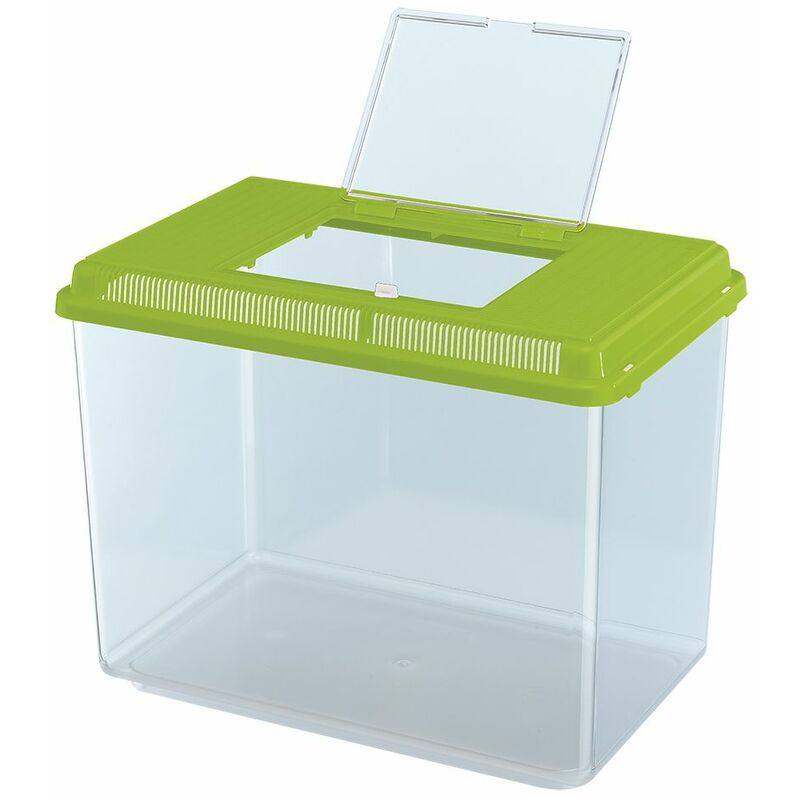 Ferplast GEO Contenitore per piccoli animali, pesci, tartarughe e insetti. Variante MAXI - Misure: 41.3 x 26 x h 29.8 cm - 21 L - Verde acido