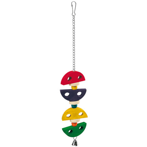 Ferplast Gioco PA 4095 Gioco pendente in legno colorato per pappagalli e cacatua . Variante PA 4095 - Misure: 7.2 x 1.5 x h 43 cm - Colori misti
