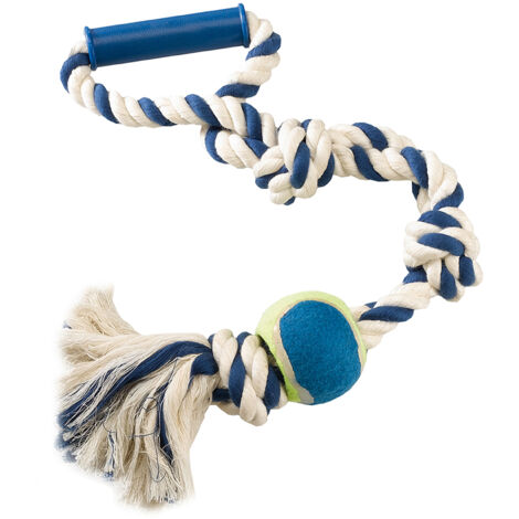 Ferplast Gioco PA 6519 Corda dentale per cani in cotone annodato con maniglia e pallina. Variante PA 6519 - Misure: Ø 2 x 60 cm -