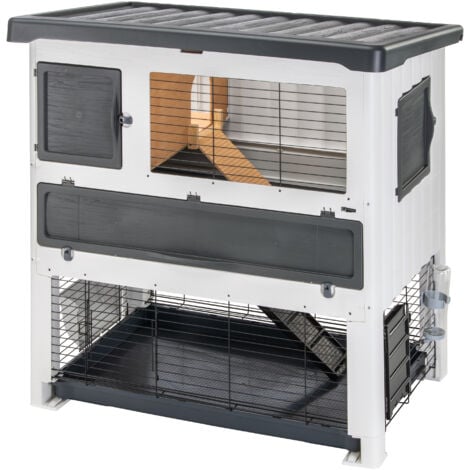 Ferplast GRAND LODGE PLUS  Clapier à lapin en résine thermoplastique à deux étages. Variante 120 - Misure: 115.5 x 73 x h 117 cm - Gris