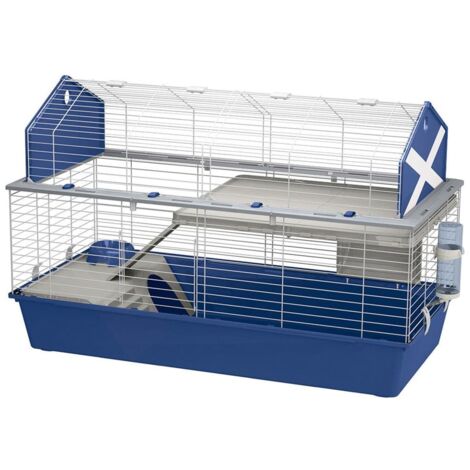 Ferplast Jaula Conejos Barn 120 - Hábitat Interactivo en 2 Niveles, Techo Abrible - Puerta y Escalera - Accesorios Incluidos, Fácil Limpieza - Eco-Sostenible - 119 x 58 x h 77 cm