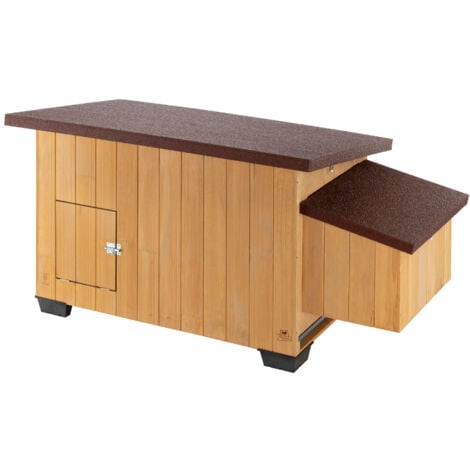 Ferplast KOCCA Casetta per galline Ferplast KOCCA 100 in legno FSC adatta per 5 galline con tetto apribile, vassoio estraibile e comparto uova separato.. Variante KOCCA 100 - Misure: 146.5 x 72 x h 77