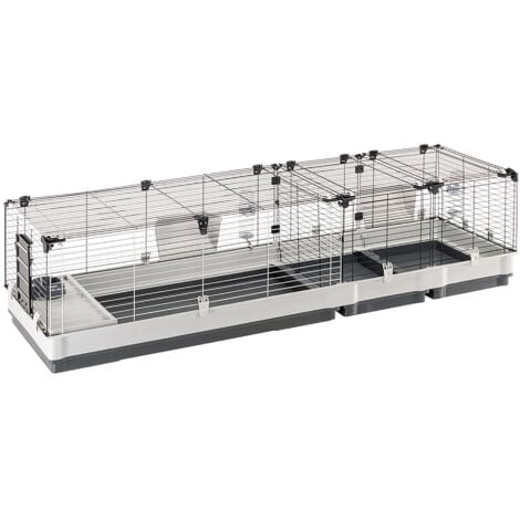 Ferplast KROLIK 200 Cage pour plusieurs lapins avec séparateur. Variante KROLIK 200 - Misure: 205 x 60 x h 50 cm - Gris