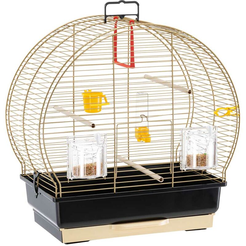 Ferplast - luna 2 Cage à Oiseaux luna 2 : Cage métallique avec accessoires pour oiseaux.. Variante luna 2 - Mesures: 44.5 x 25 x h 45.5 cm - Laitonné