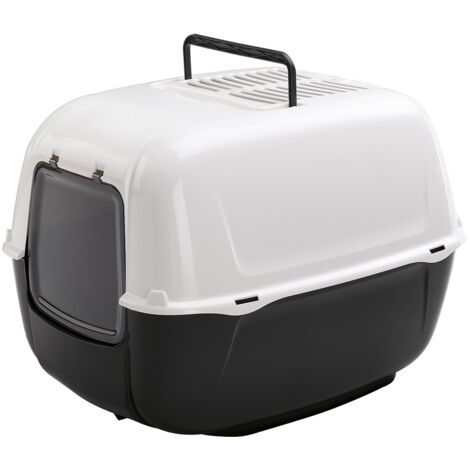 Ferplast – Maison de toilette pour chat avec 2 filtres à charbon actif – Dimensions 39,5 x 52,5 x 38 cm – Plastique recyclé – Système de verrouillage pratique