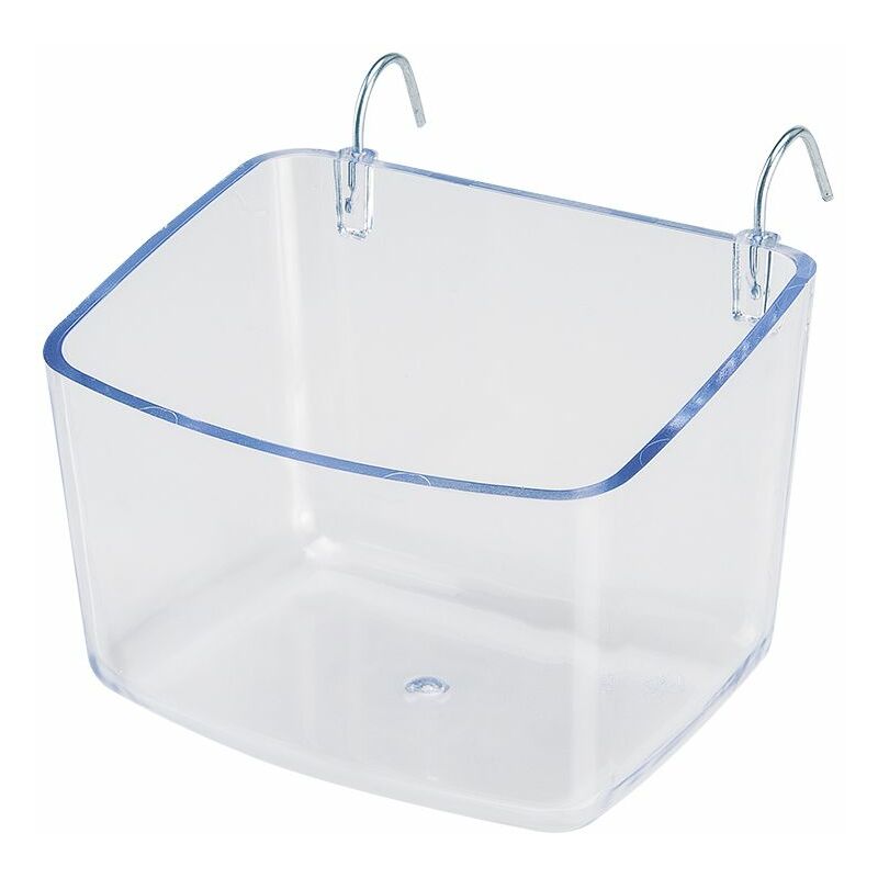 Mangiatoia fpi 4512 Mangiatoia in plastica trasparente per parrocchetti, cocorite e calopsiti. Variante fpi 4512 - Misure: 9.5 x 7.6 x h 6.7 cm