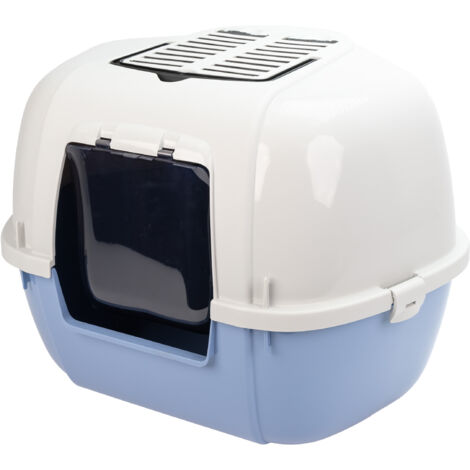 Ferplast MIKA Lettiera per gatti chiusa angolare Ferplast MIKA con 2 Filtri Antiodore Inclusi. Variante MIKA - Misure: 57.5 x 51.5 x h 42 cm - Azzurro