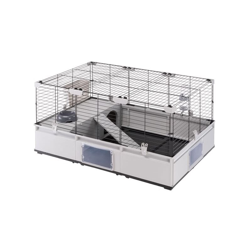Ferplast - Cage pour lapins, cochons d'Inde, cochons d'Inde, spacieuse et modulaire 2, avec accessoires, extensible, facile à entretenir, modulaire