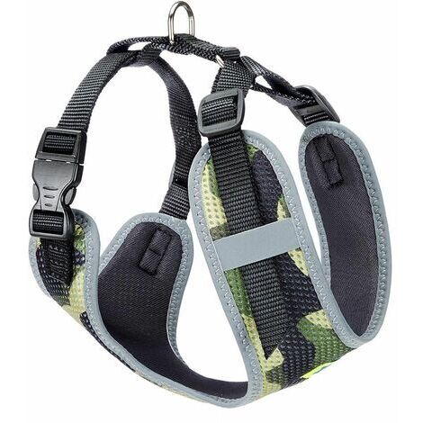 Ferplast NIKITA P FASHION Pettorina tecnica in nylon traspirante per cani. Cuciture riflettenti. In varie misure e colori.. Variante S - Misure: A: 24-31 cm B: 30-41 cm 15 mm - Militare