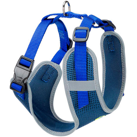 Ferplast NIKITA P Harnais pour chiens en nylon respirant avec coutures réfléchissantes. Différentes tailles et couleurs.. Variante M - Misure: A: 30-43 cm B: 38-55 cm 15 mm - Bleu