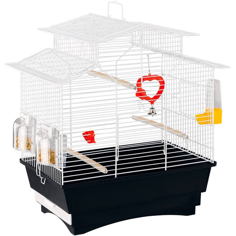 Pagoda Cage à Oiseaux pagoda : Cage en métal avec accessoires pour oiseaux.. Variante pagoda - Misure: 47 x 29.5 x h 50 cm - Blanc - Ferplast